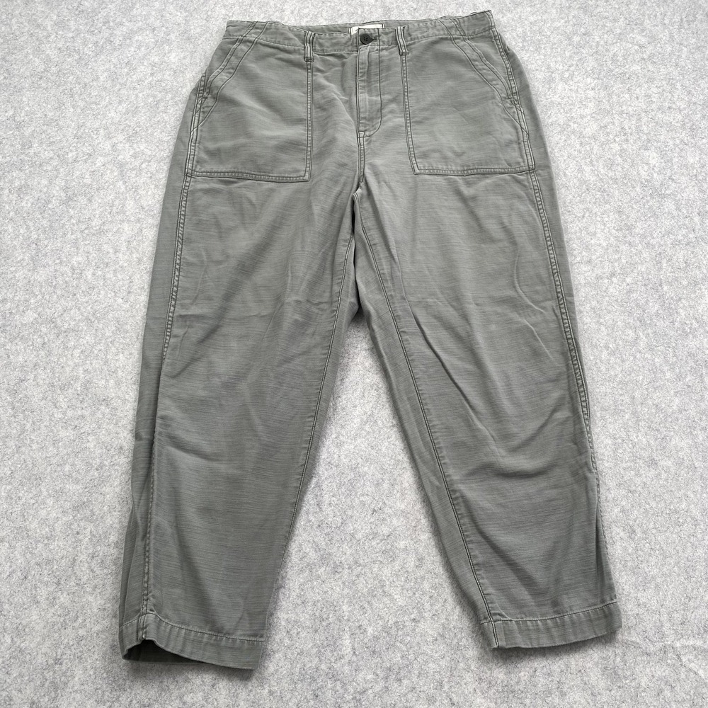 Madewell Womens 32 Green Twill Chino Tapered Crop Utility Pants CKP455269595